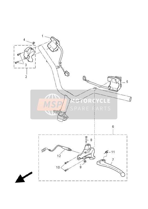 Yamaha CW50L 2013 Commutateur de poignée & Levier pour un 2013 Yamaha CW50L